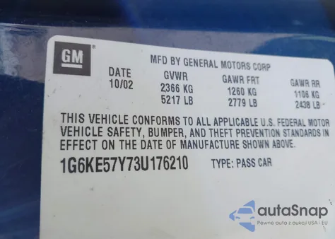 2003 Cadillac Deville Dhs из США, поврежденный, VIN 1G6KE57Y73U176210